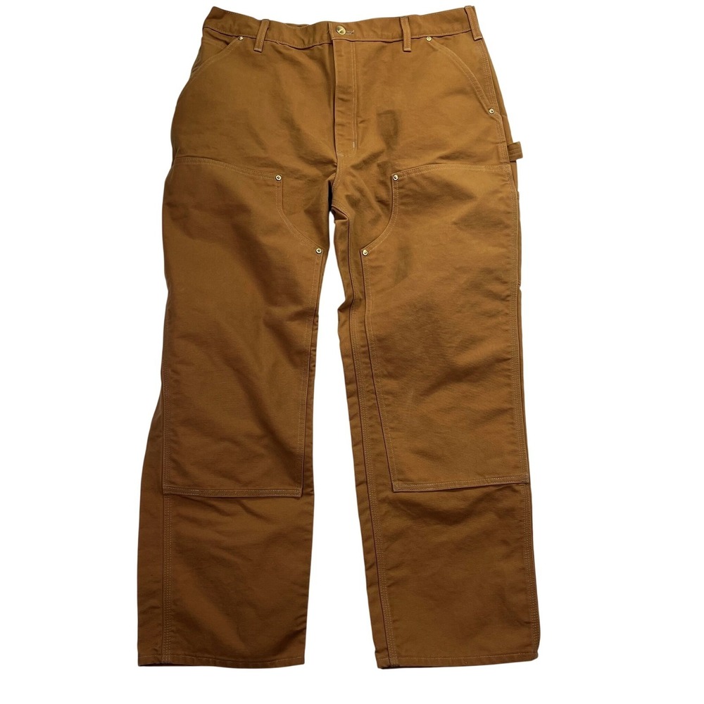Carhartt B01 Brown 38 Double Knee Rivet Duck Canvas Work Pants Union Made In USA